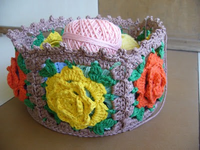 Crocheted Motif Basket
